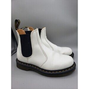 DR MARTIN 2976 YS White Smooth Leather Chelsea Boots US Ladies 6 Mens 5